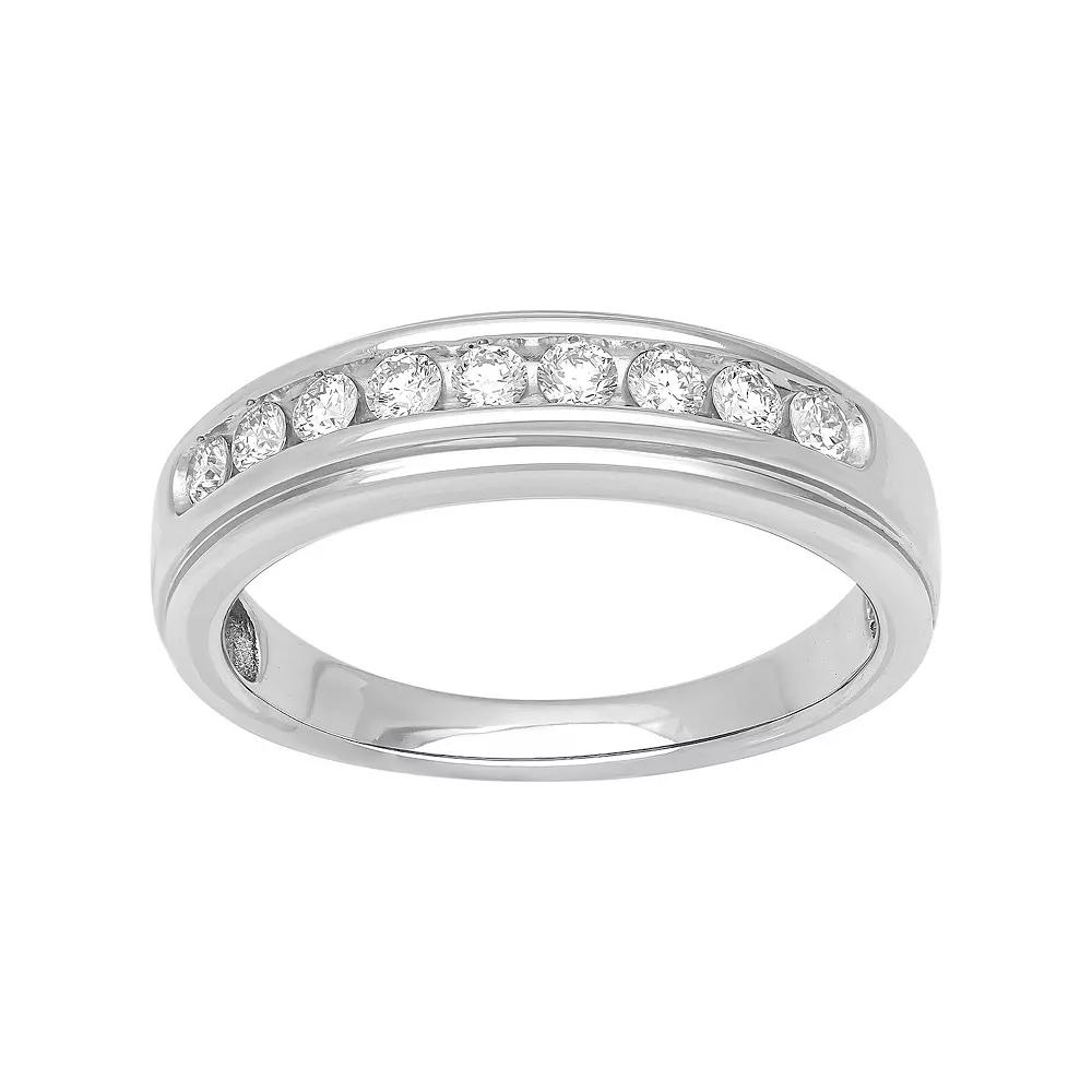 Love Always Sterling Silver 1/3 Carat T.W. Lab-Grown Diamond Anniversary Band Ring, Women's, Size: 7 Product Image