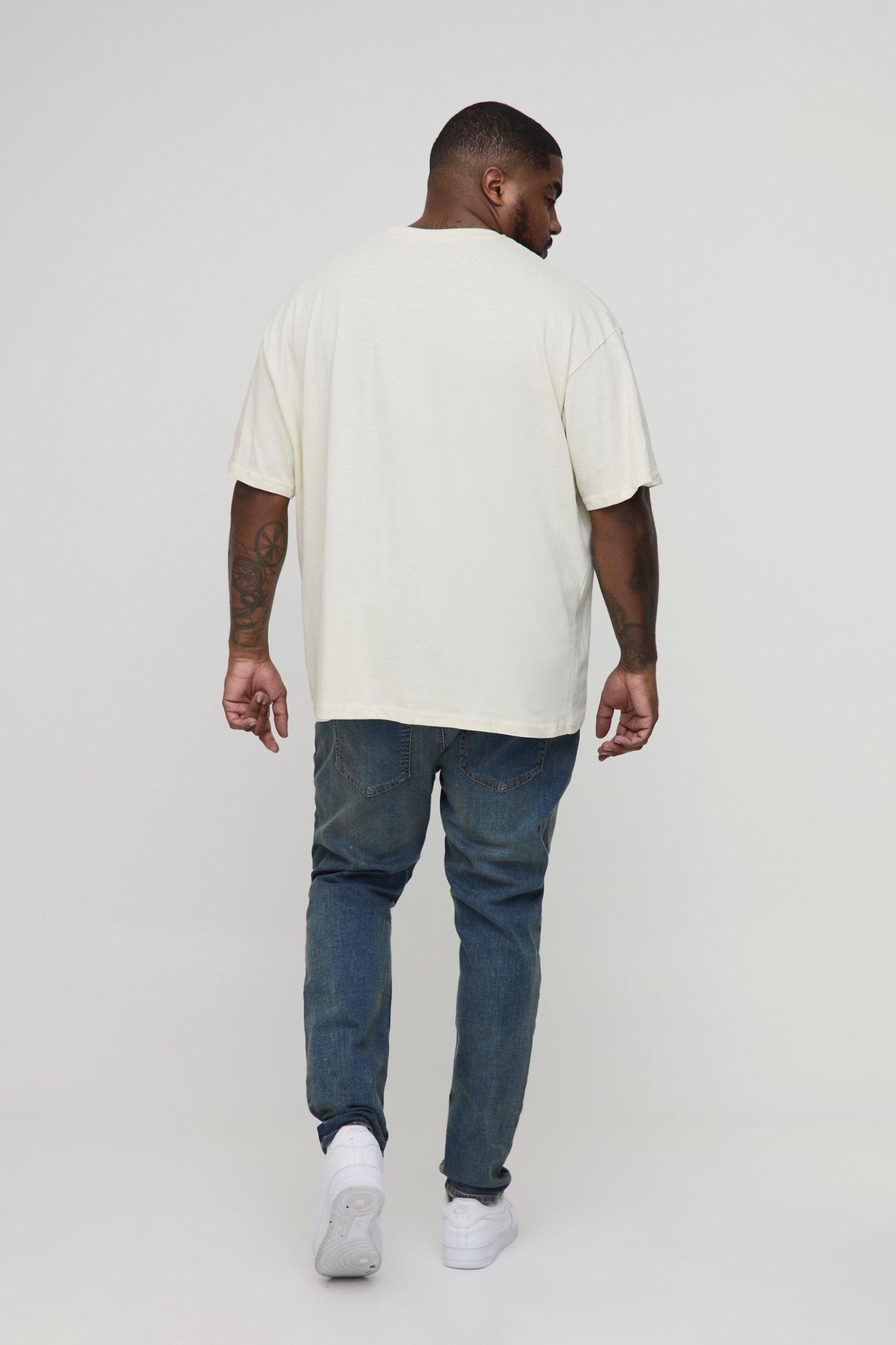 Plus Skinny All Over Ripped Bleached Paint Splatter Jeans | boohooMAN USA Product Image