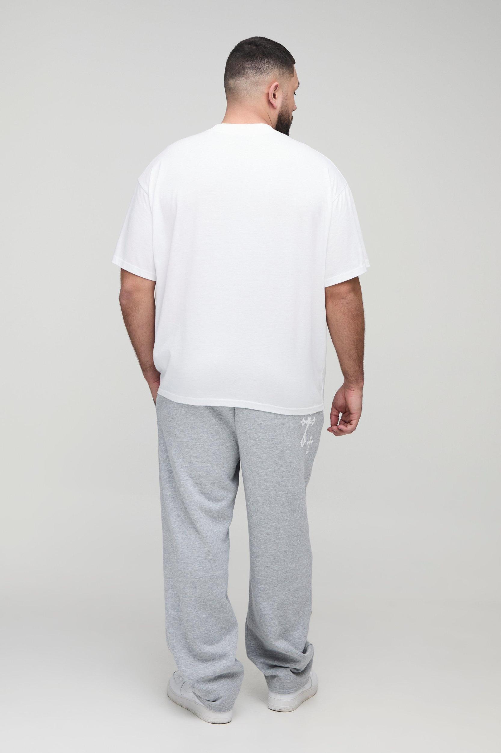 Plus Homme Cross Print Oversized Sweatpants | boohooMAN USA Product Image