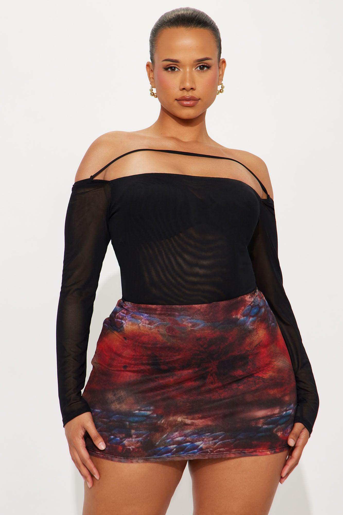 Blake Mesh Off Shoulder Bodysuit - Black Female Product Image