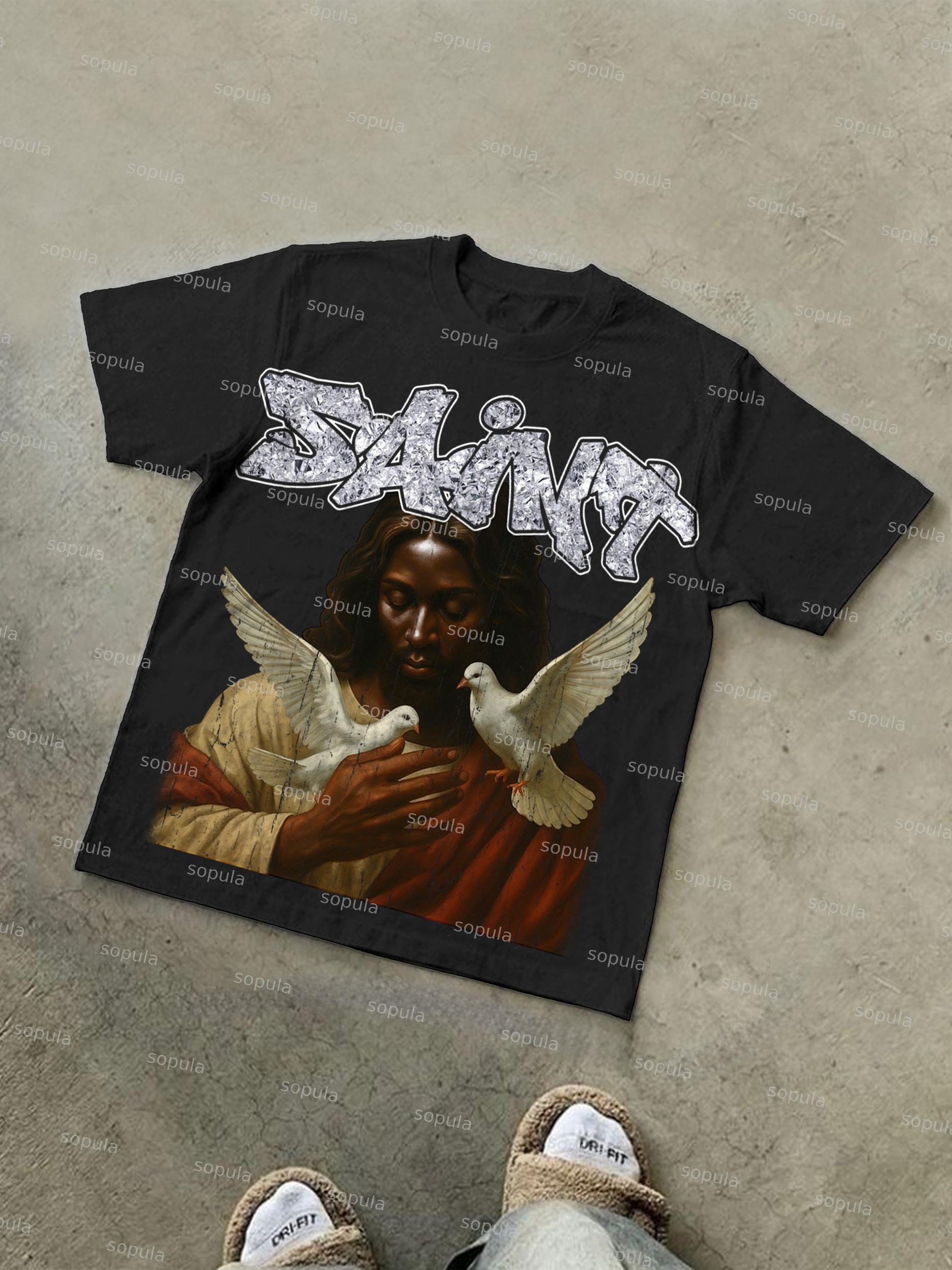 God Loves The World Saints Jesus Vintage Graphic Cotton T-shirt Product Image