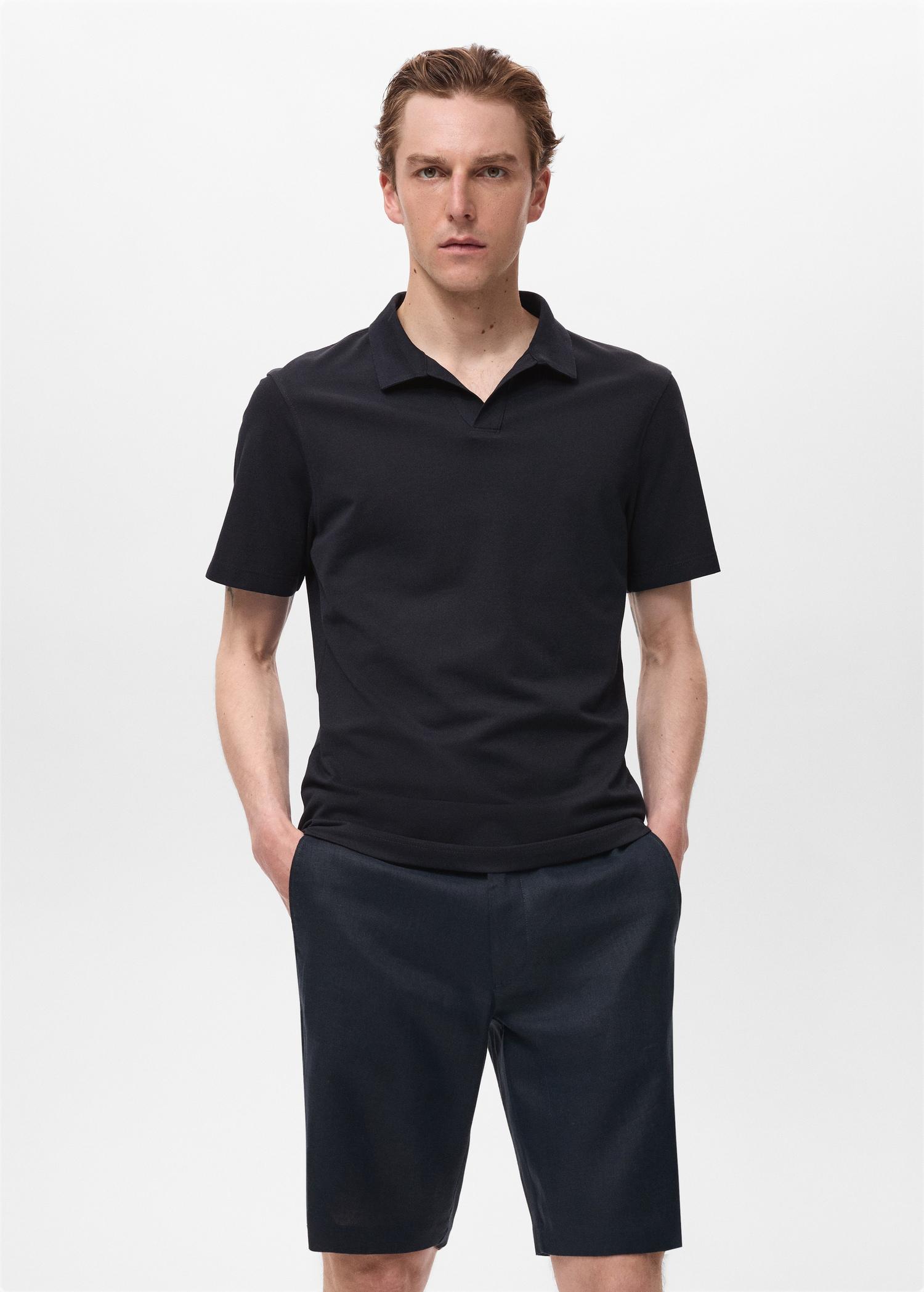 Cotton piqué polo shirt - Men | MANGO USA Product Image