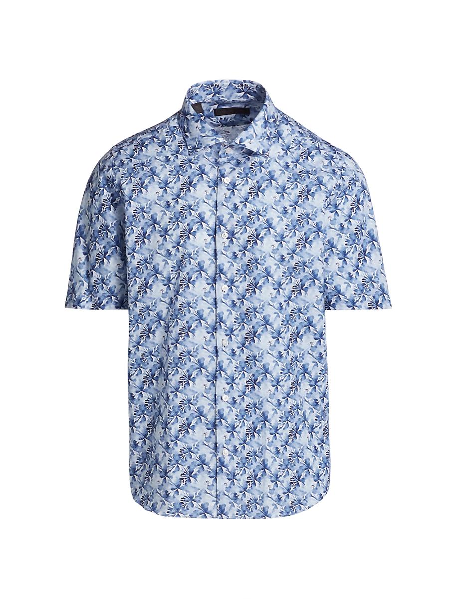 Mens COLLECTION Watercolor Floral Cotton Short-Sleeve Shirt Product Image