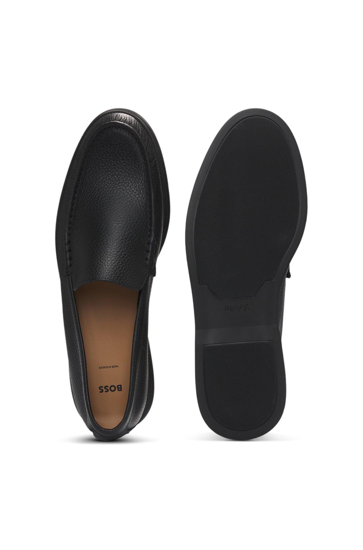 Tumbled-leather moccasins with logo detail Product Image