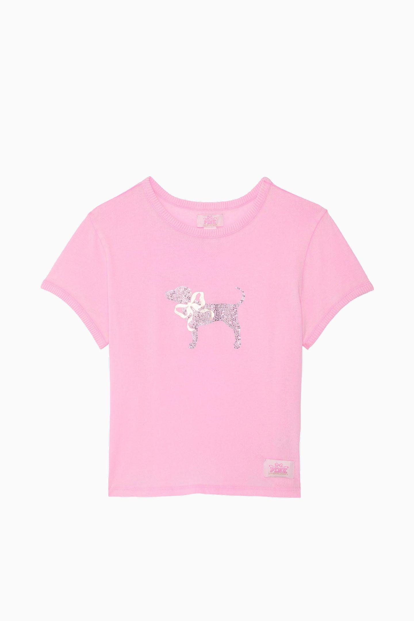 PINK x LoveShackFancy Cotton Baby Tee - PINK LOLLIPOP WASH / S Product Image