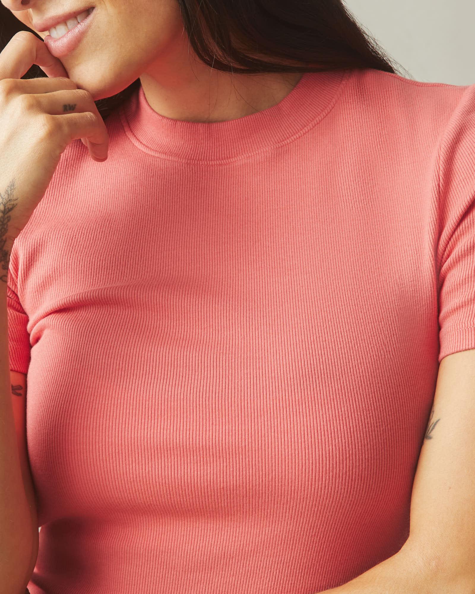 Women's Luxe Rib Crew Tee - Spiced Coral Product Image