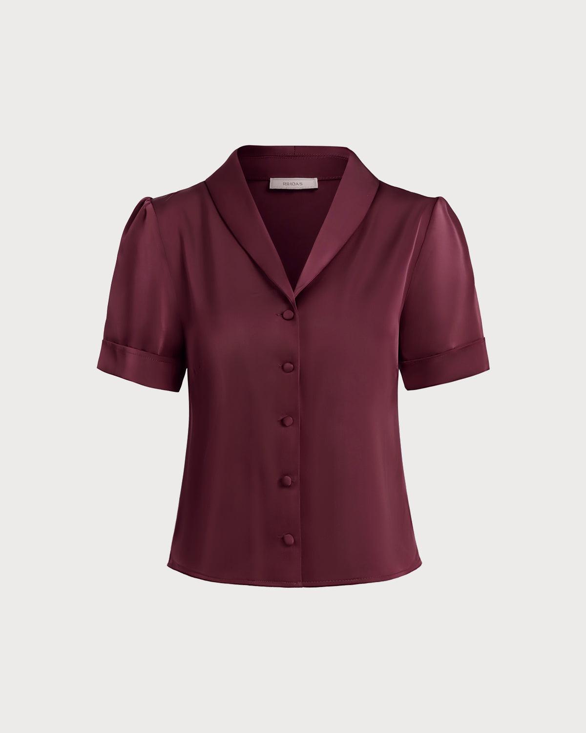 Wine Red Satin Blouse Product Image