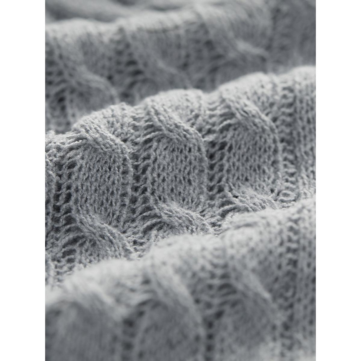 Plus Size Cable Knit Open Front Asymmetrical Hem Cardigan DarkGray Women Casual Loose Long Sleeve Dailywear Cardigans BloomChic 30/6X Product Image