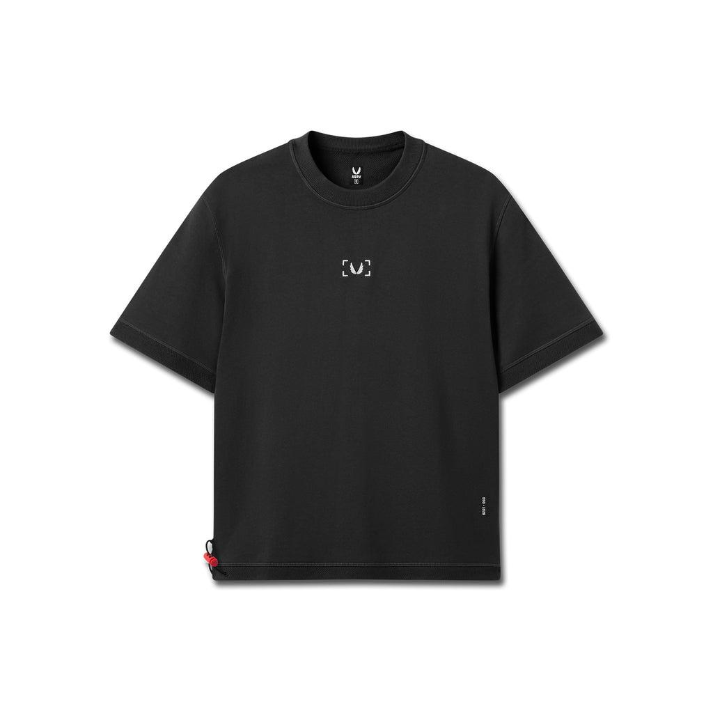 1026. Herringbone Terry Oversized Cinch Tee - Black Product Image