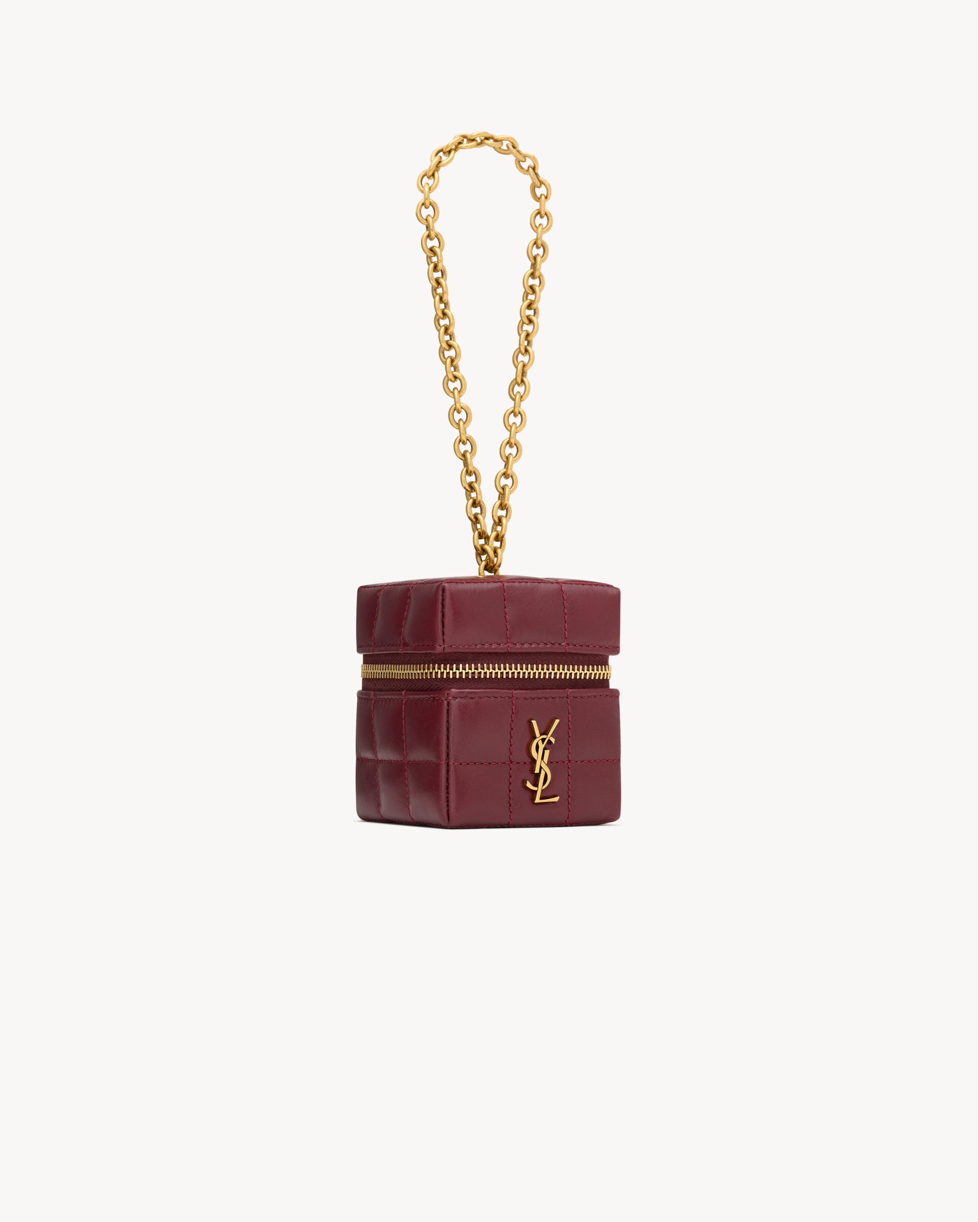 CASSANDRE MATELASSÉ CARRÉ mini cube on chain in shiny leather Product Image