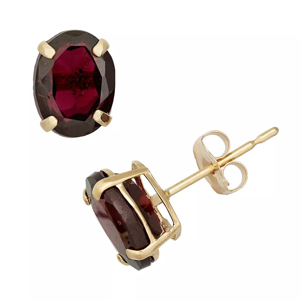 Designs by Gioelli Garnet 10k Gold Oval Stud Earrings, Women's, Red Product Image