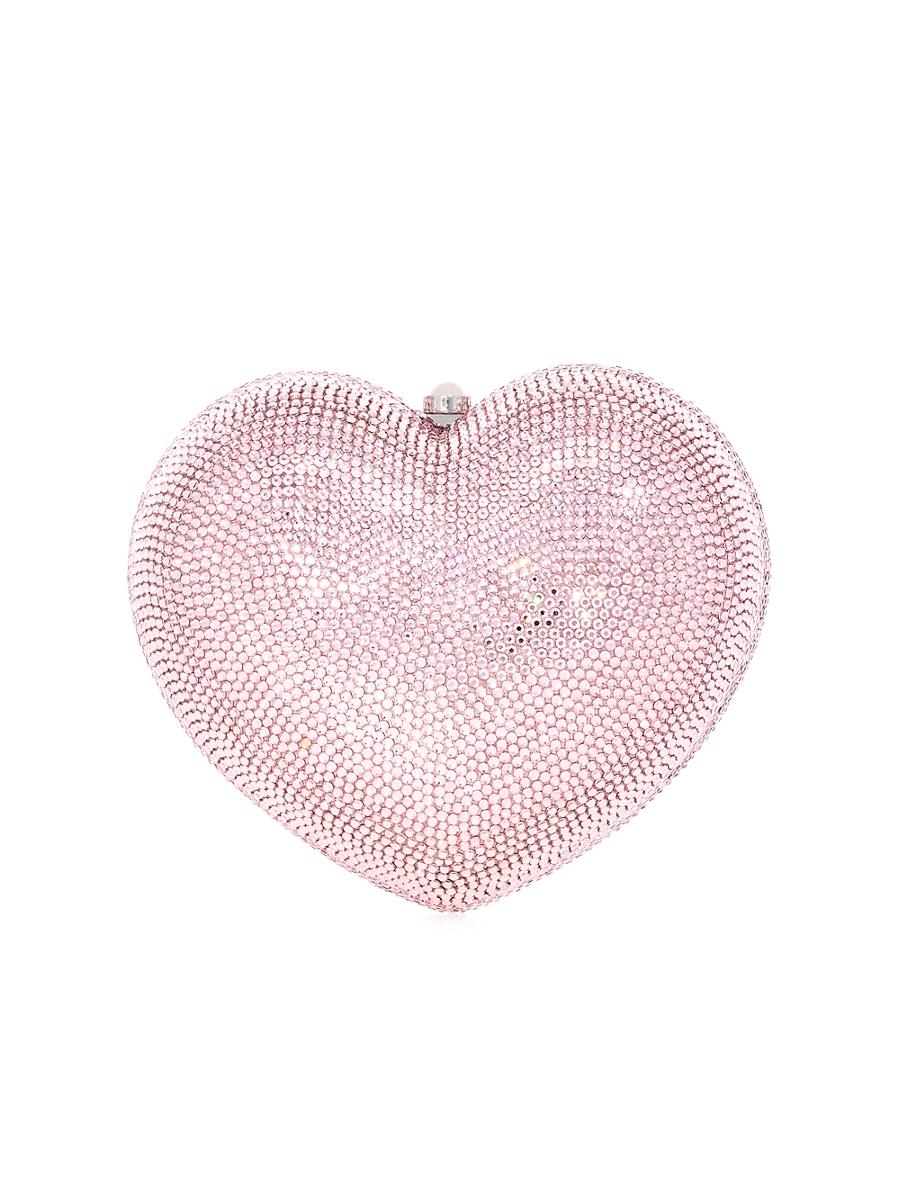 Womens Petite Heart Crystal-Embellished Clutch Product Image