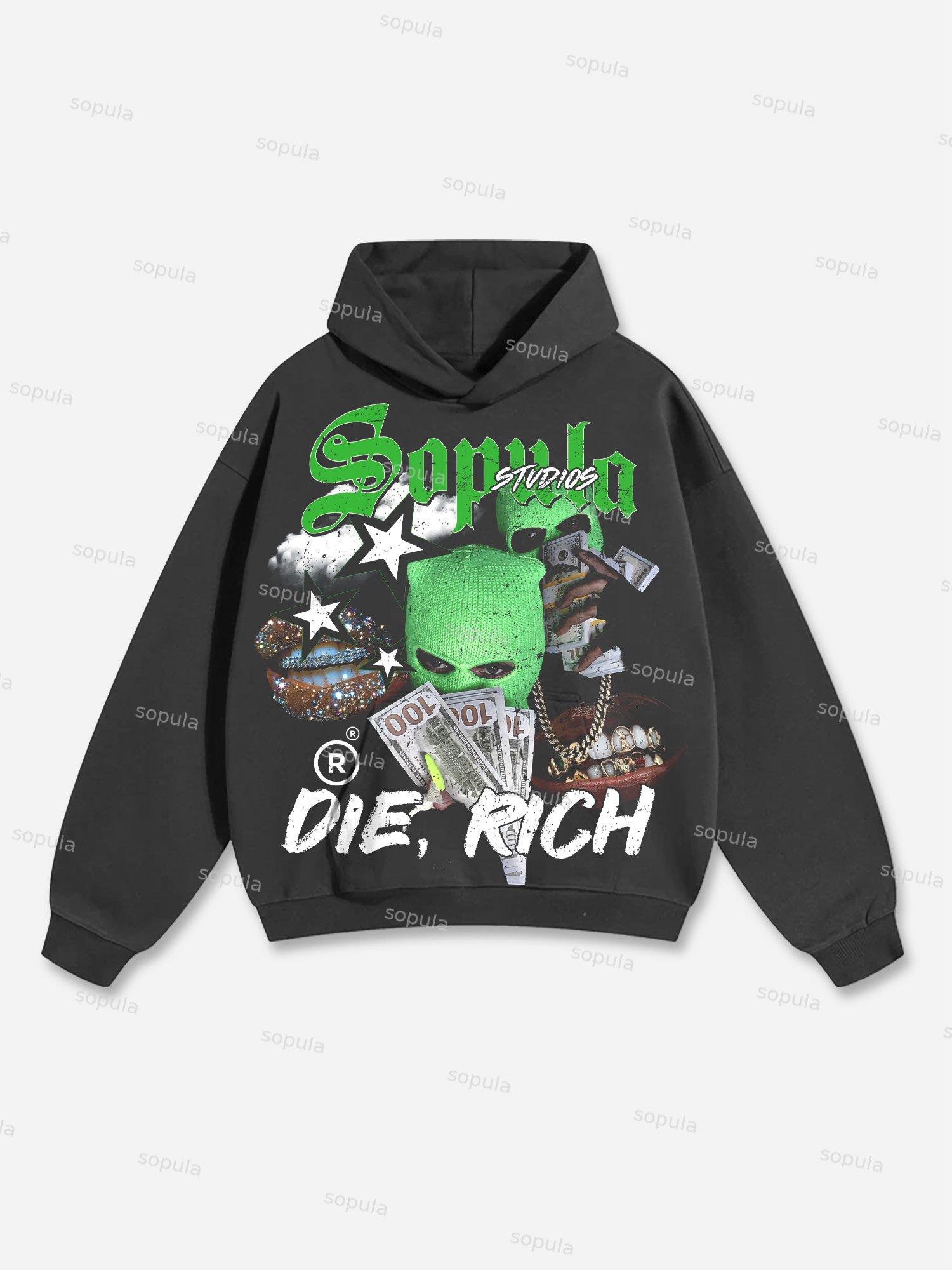 Vintage Street Gangsta Lips Y2k Graphics Hoodie Product Image