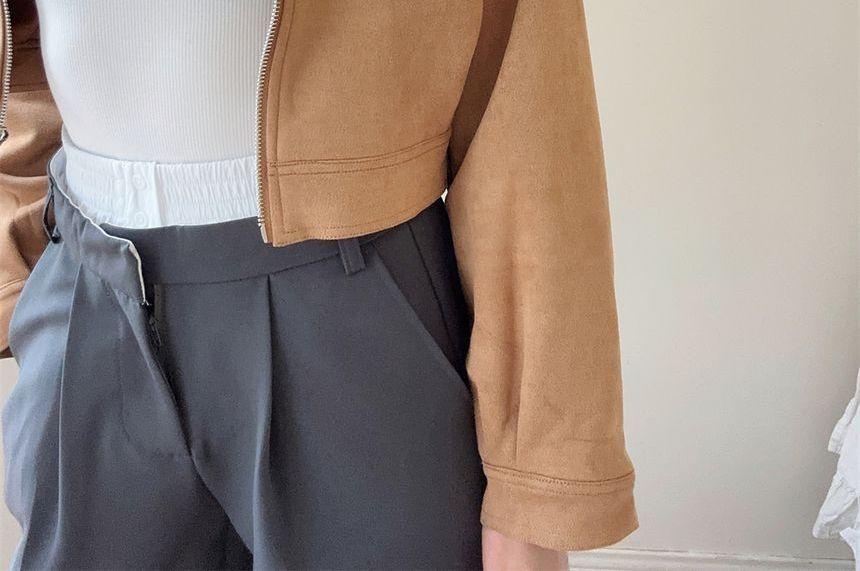 Faux Suede Zip Jacket Product Image