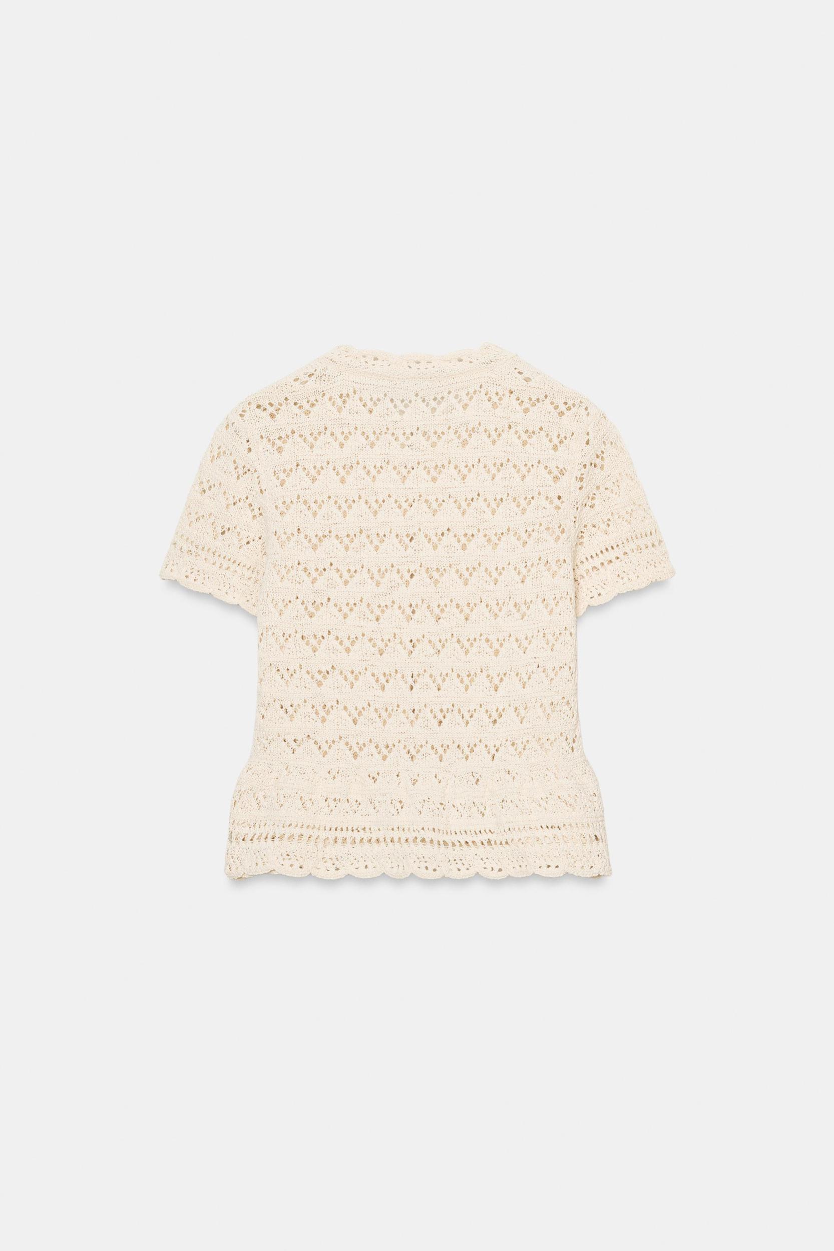 SHORT SLEEVE POINTELLE CARDIGAN Product Image