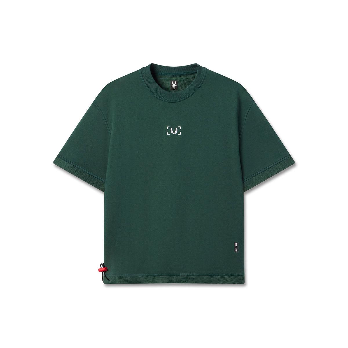 1026. Herringbone Terry Oversized Cinch Tee - Forest Green Product Image