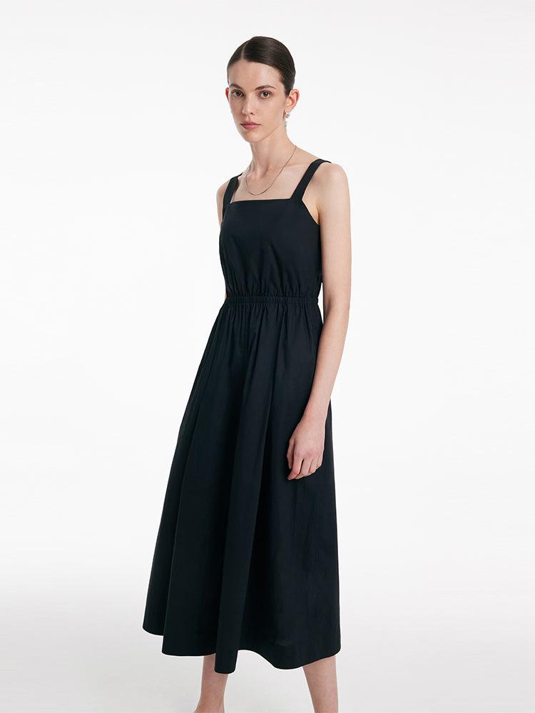 Cotton Strap Gathered Waist Jumpsuit With Detachable Chest Pads Product Image