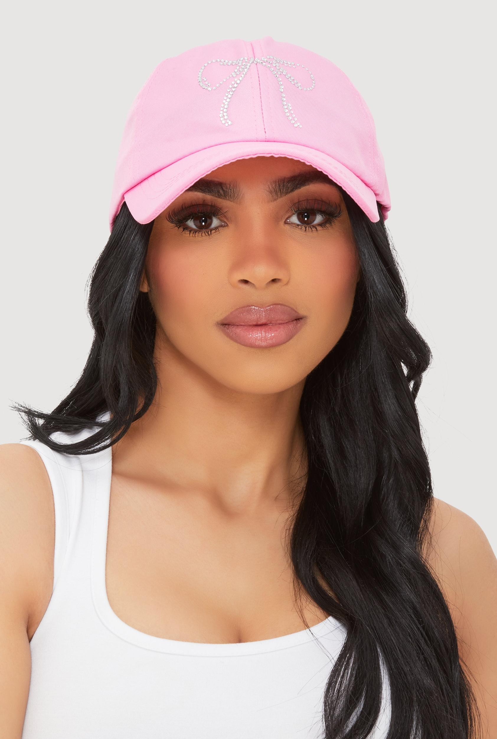 Womens Rhinestone Bow Baseball Cap Product Image