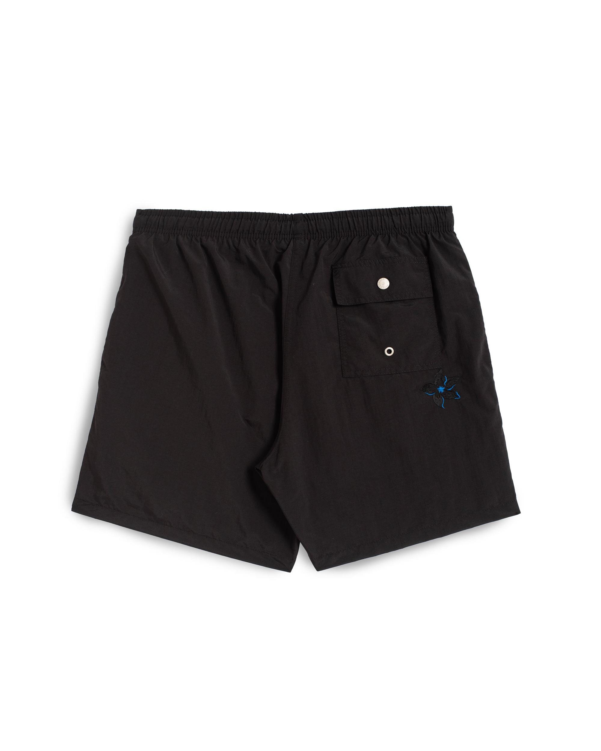 Black Embroidered Lily Swim Trunk Product Image