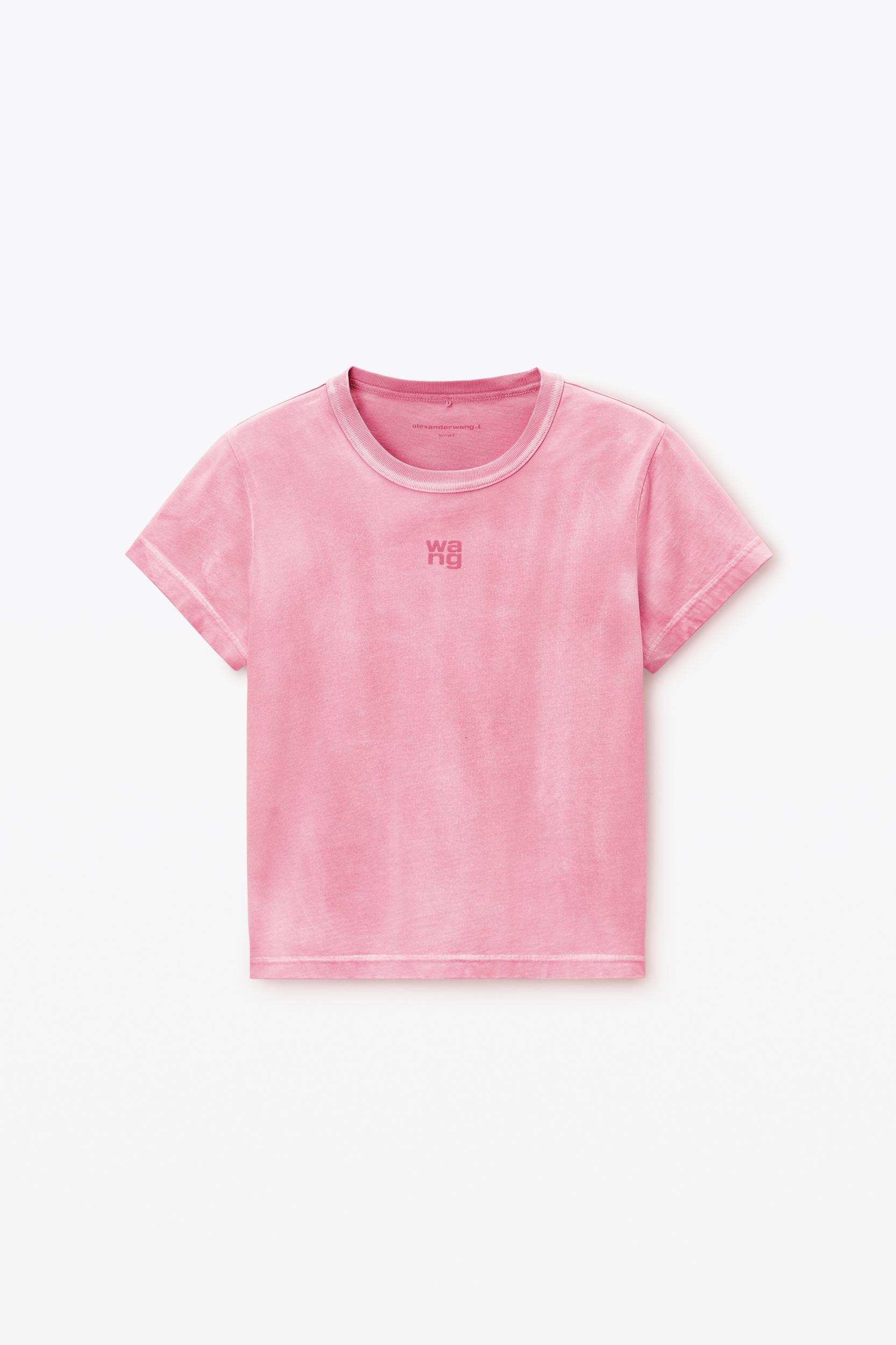Pink Shrunken Cotton Tee With Logo Product Image