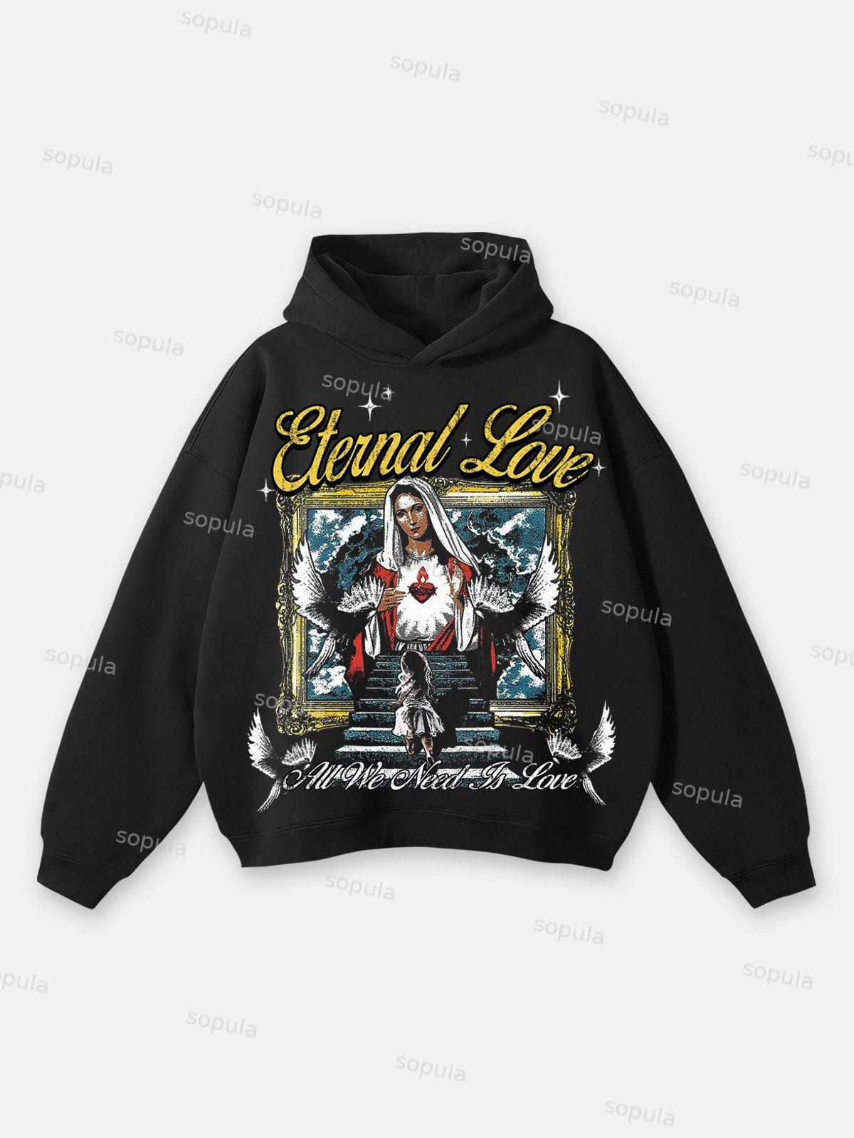Sopula All We Need Is Love Graphic Print Hoodie Product Image