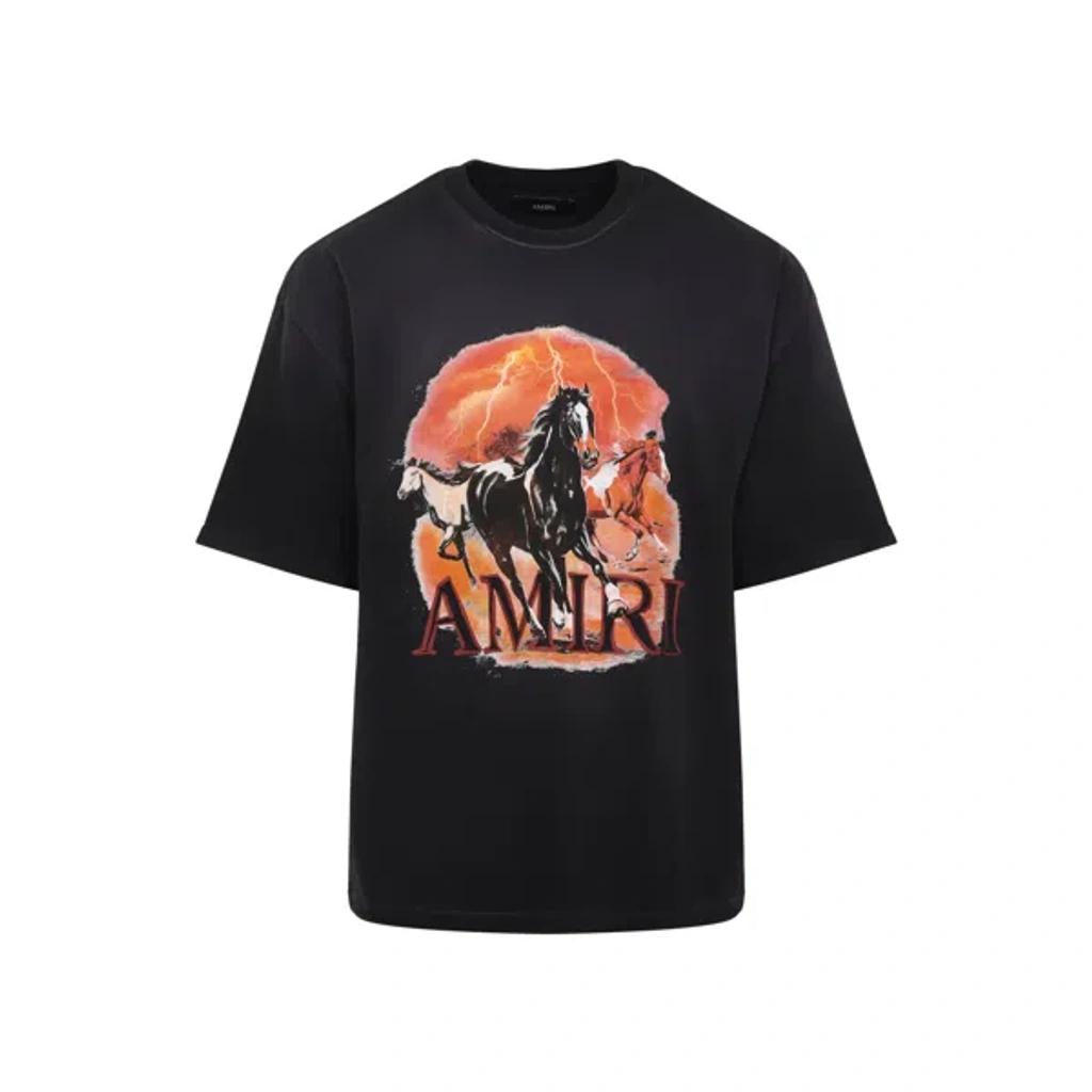 AMIRI Graphic Print Oversized Crewneck T-shirt Shirt In Black Product Image
