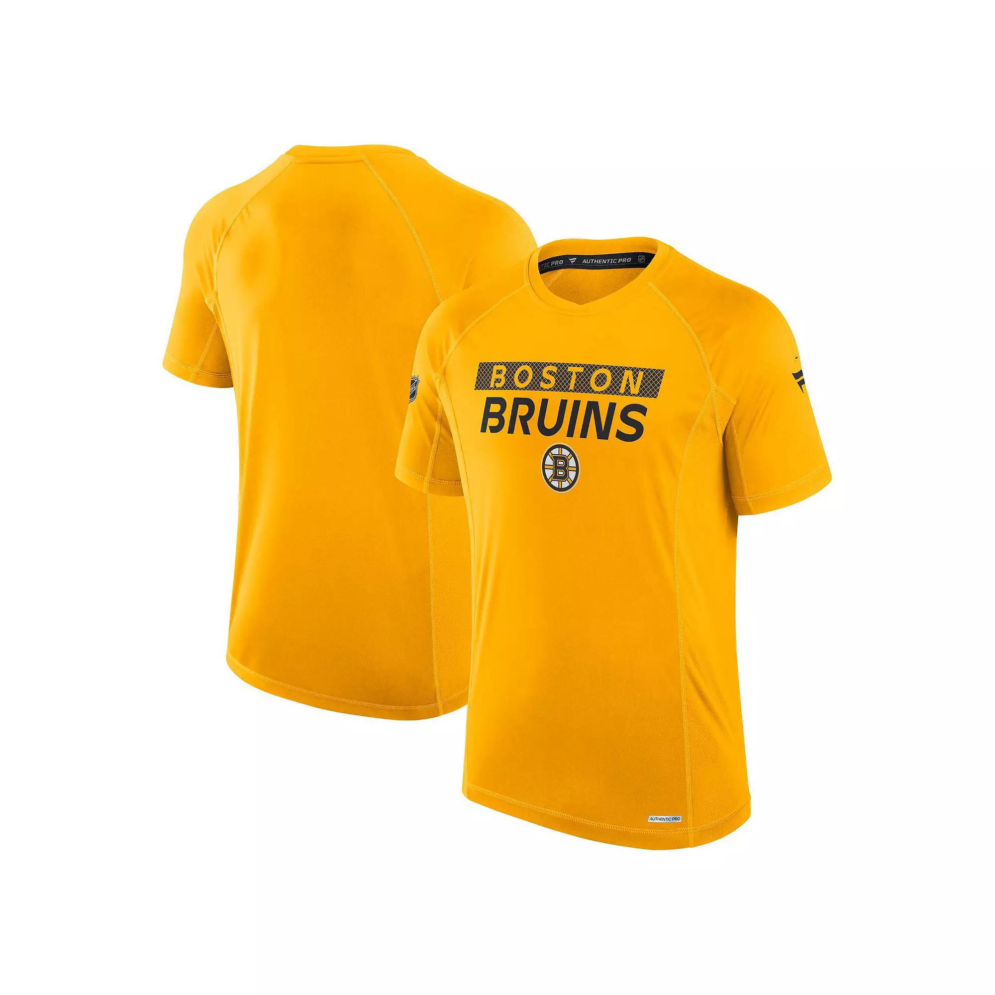 Men's Fanatics Gold Boston Bruins Authentic Pro Rink Tech T-Shirt, Size: 2XL Product Image