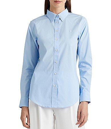 Lauren Ralph Lauren Petite Size Easy Care Point Collar Long Sleeve Shirt Product Image