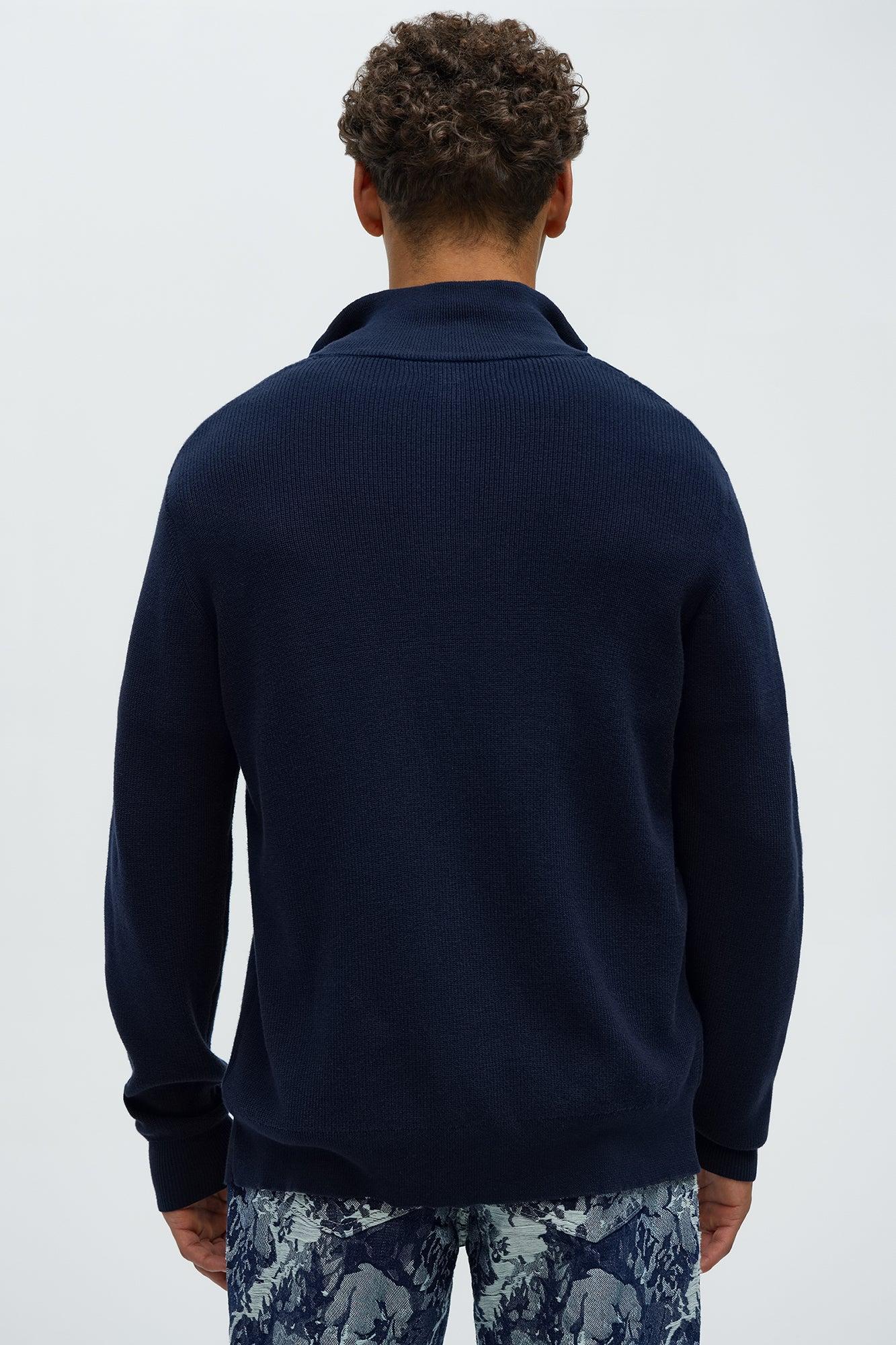 Shawn Quarter Zip Sweater - Navy Product Image