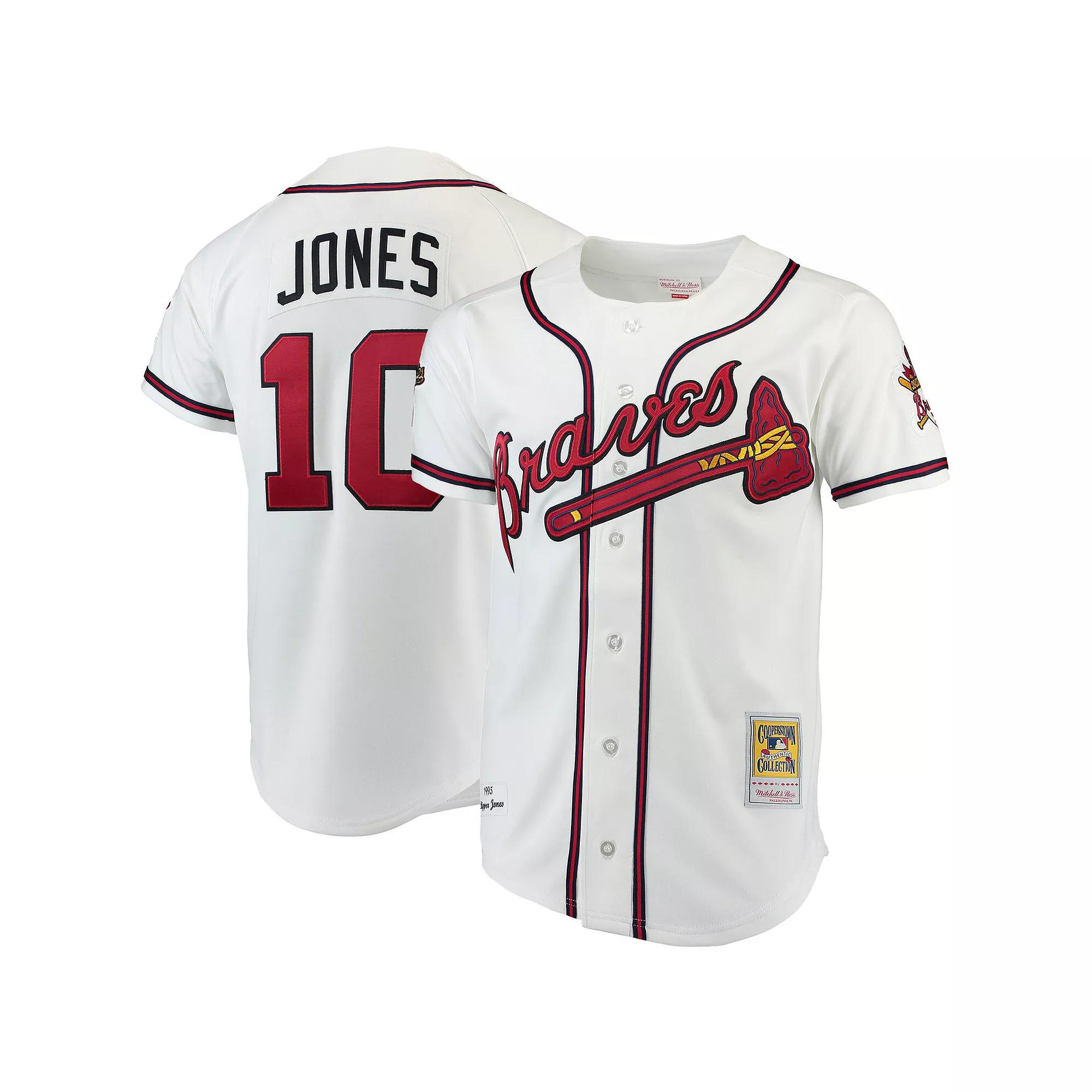 Men's Chipper Jones Mitchell & Ness White Atlanta Braves Authentic Jersey, Size: 52 Product Image