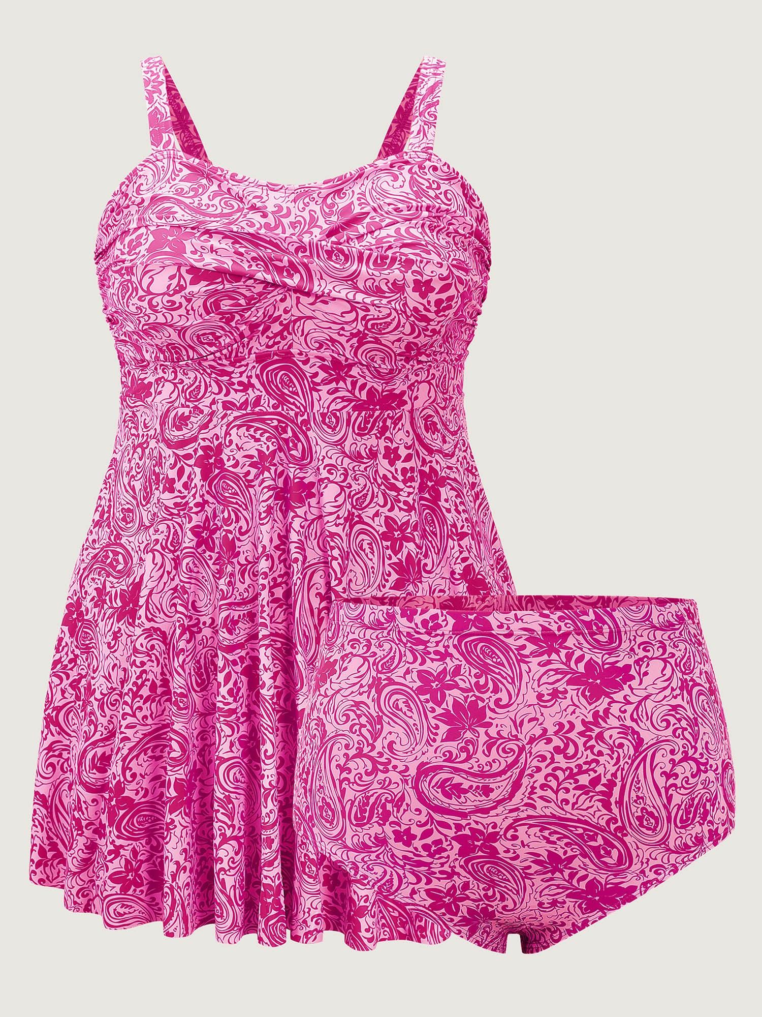 Paisley Print Twist Front Swim Dress Female Product Image