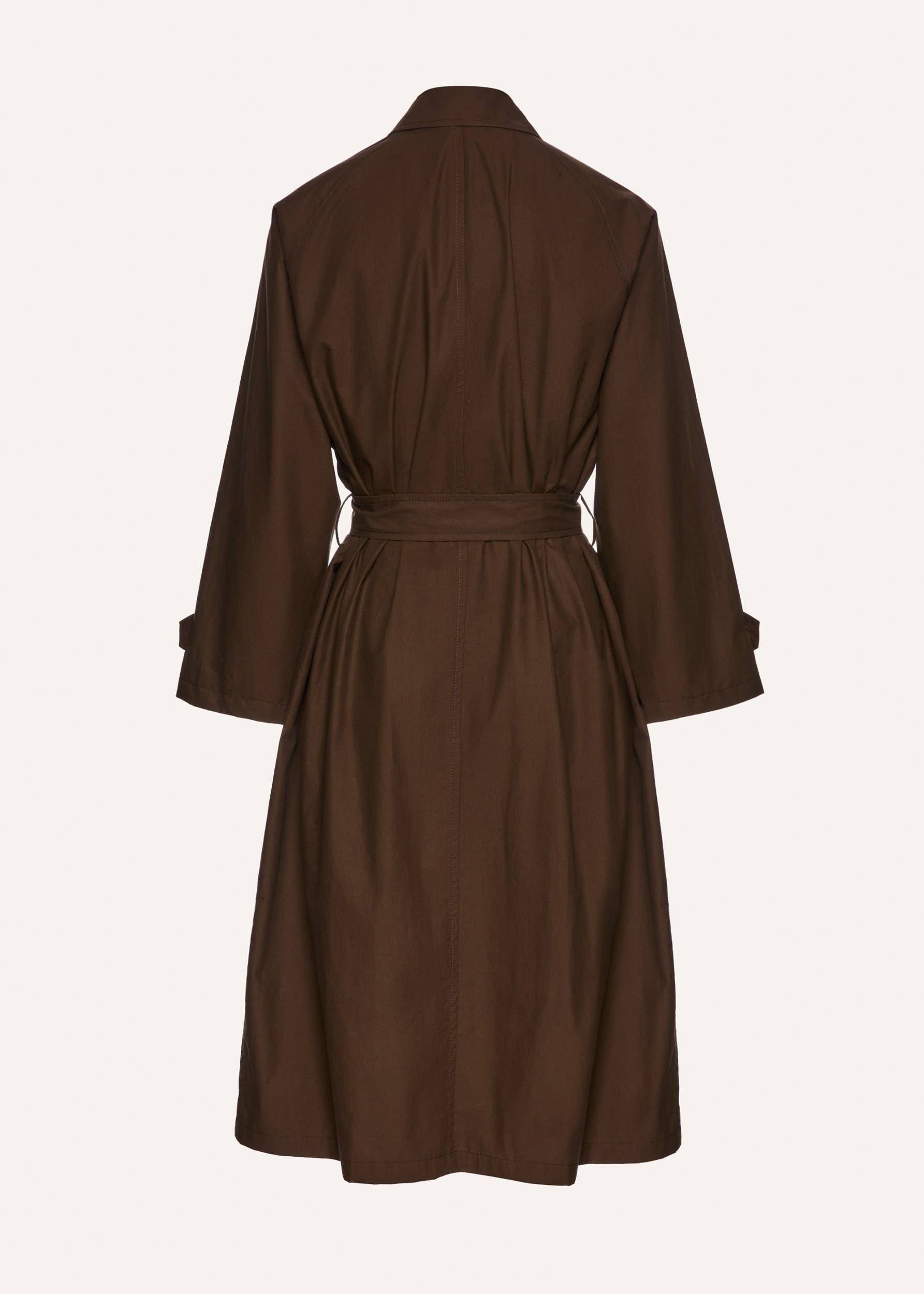 Belted cotton trench coat in brown Product Image