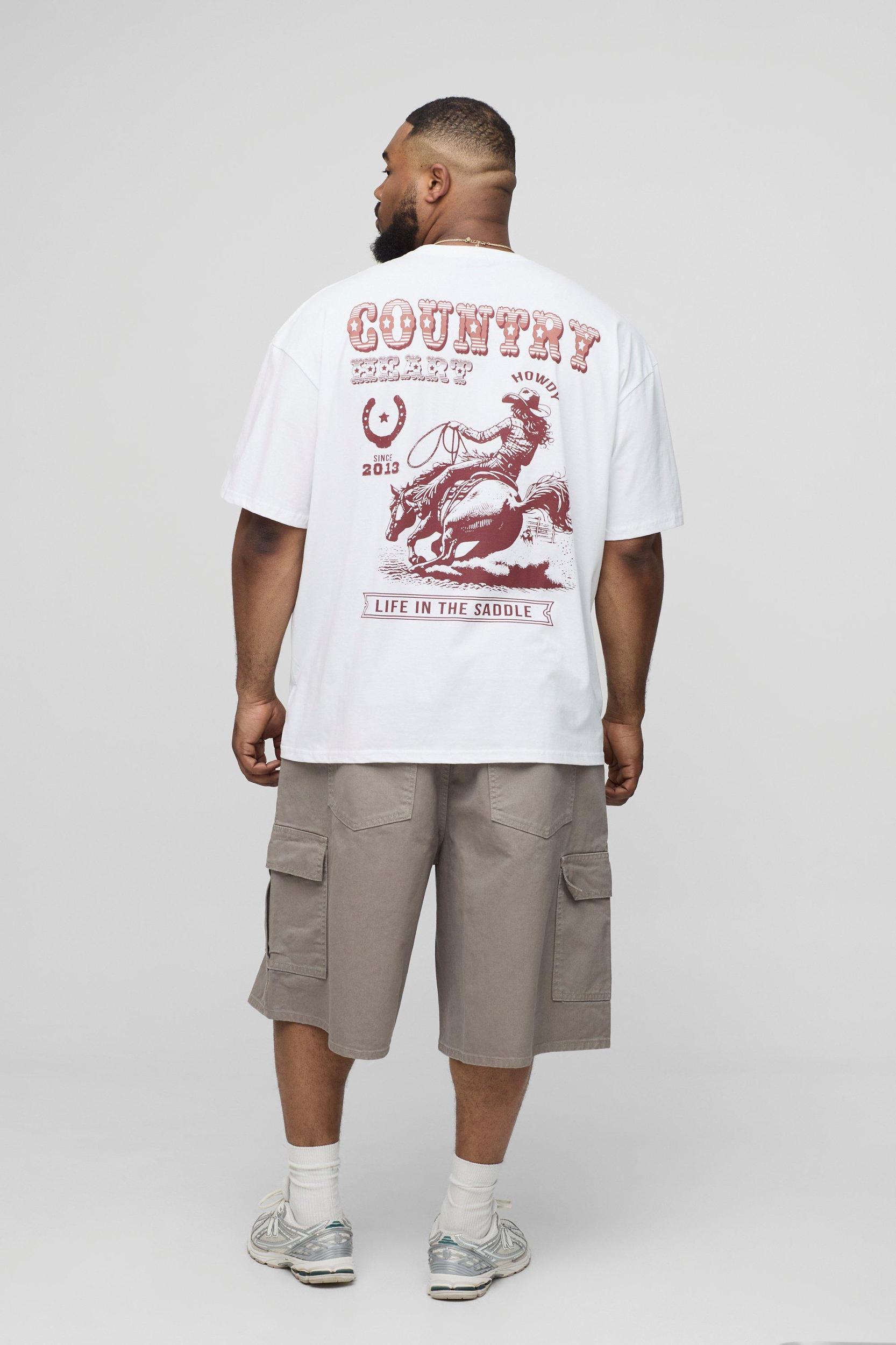 Plus Oversized Western Print T-Shirt | boohooMAN USA Product Image