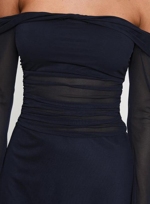Blueprint Mesh Long Sleeve Mini Dress Navy Product Image