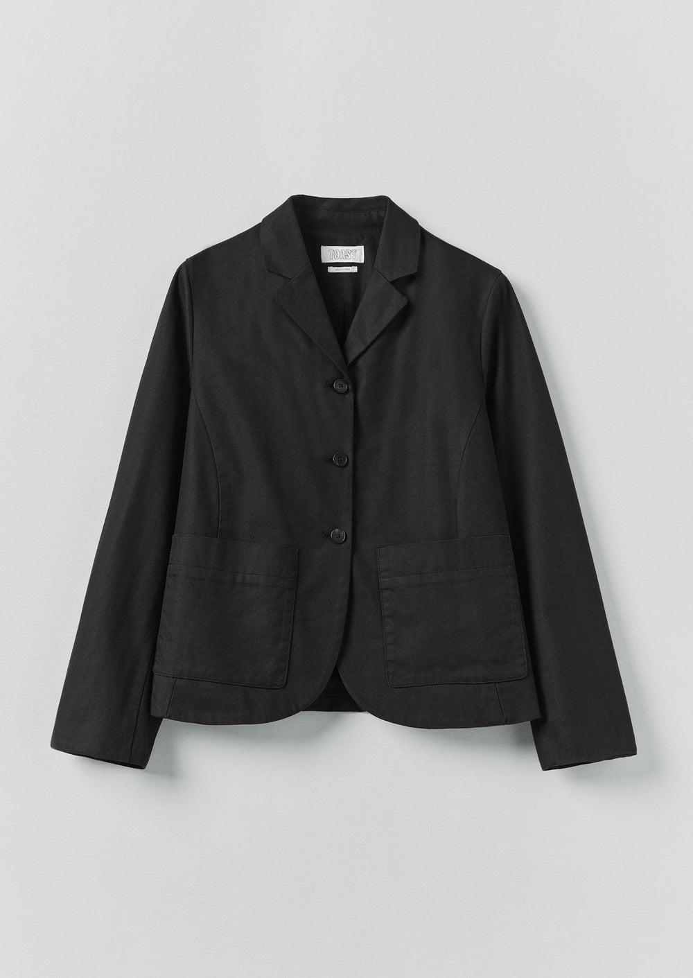Cotton Wool Herringbone Jacket | Black Product Image