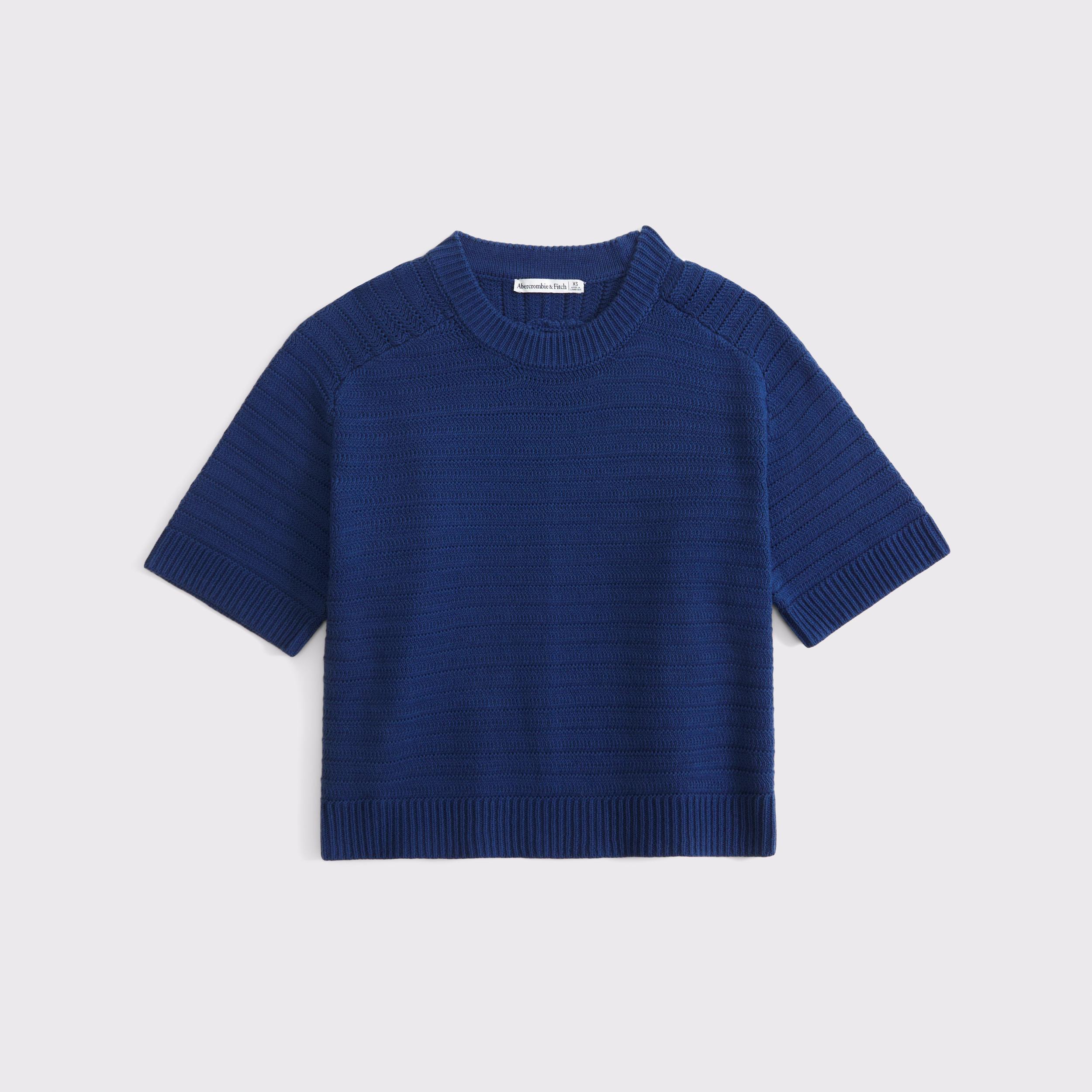 The A&F Madeline Textural Crew Sweater Tee Product Image