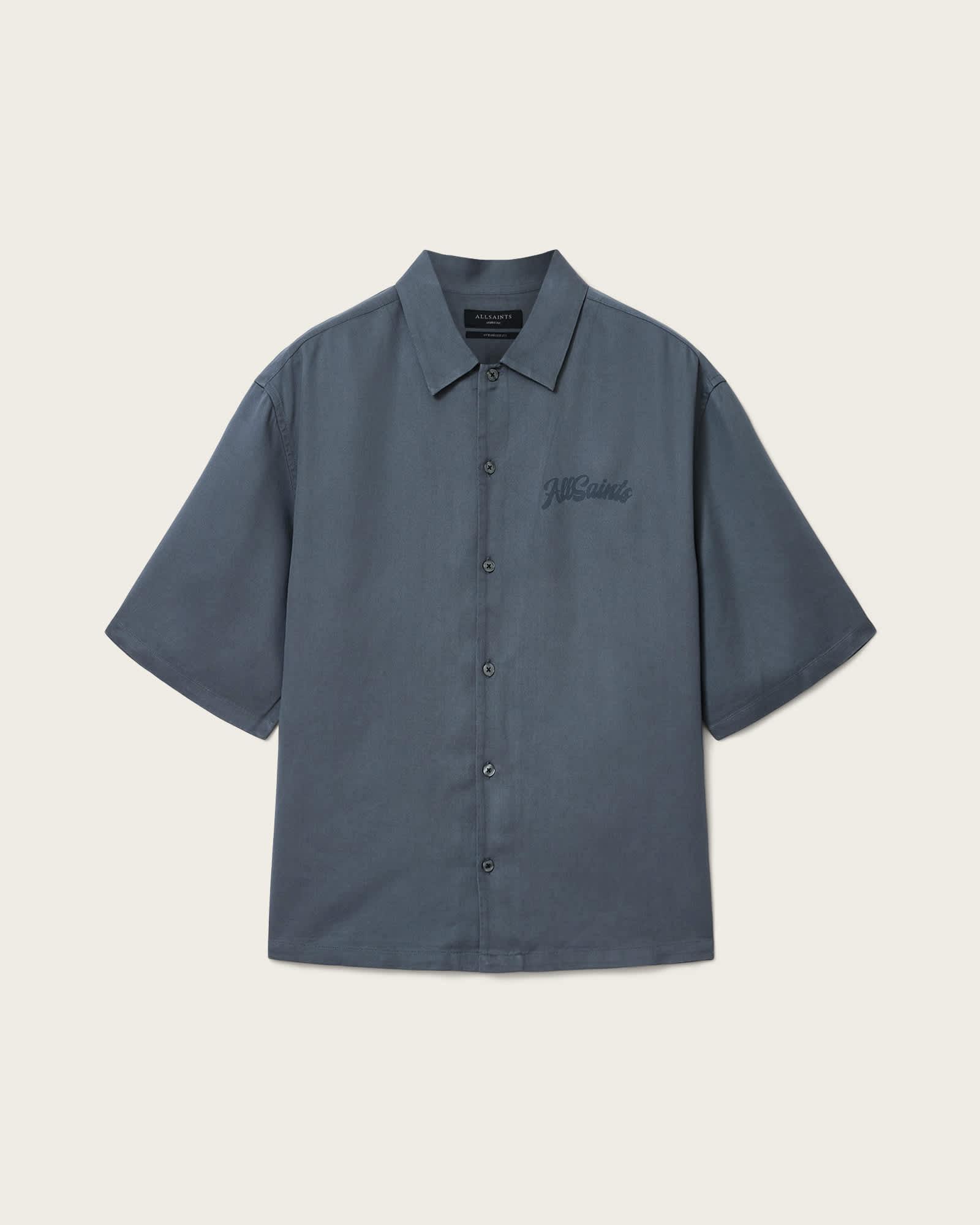 Circe Oversized Short Sleeve Shirt MOONSTONE BLUE | ALLSAINTS US Product Image