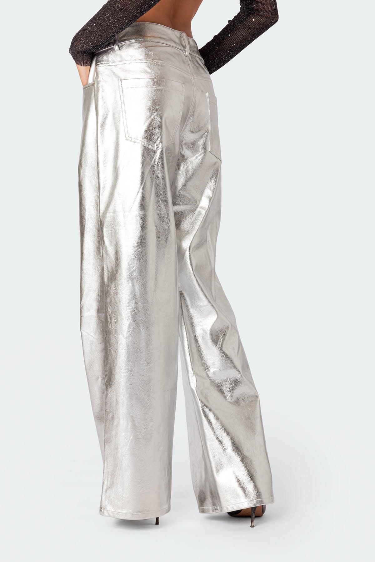 Kim Metallic Faux Leather Pants Product Image