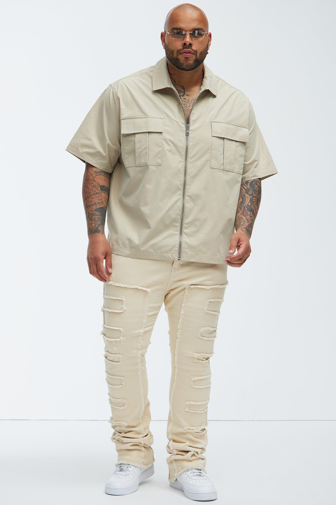 Over The Top Stacked Skinny Flare Pants - Off White Product Image
