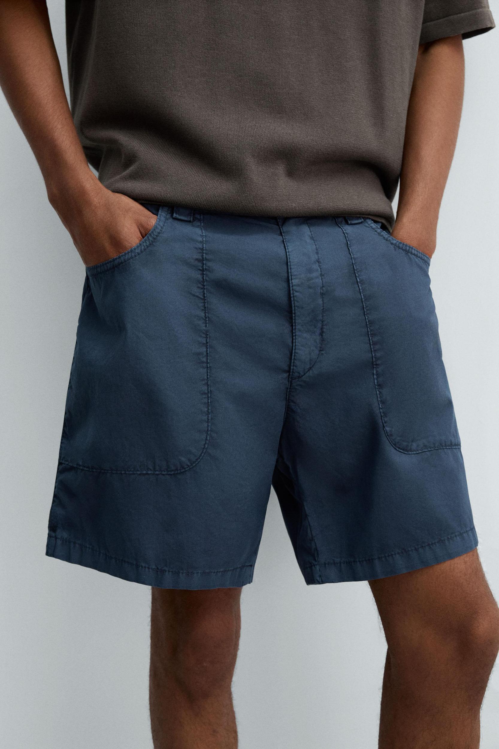 WASHED COTTON BERMUDA SHORTS Product Image