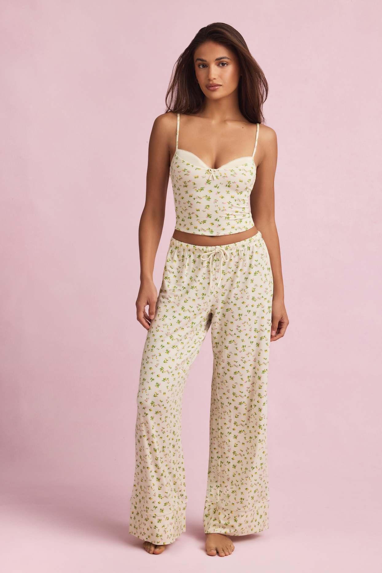 Modal Mid-Rise Pyjama Trousers in Lemon Print Product Image