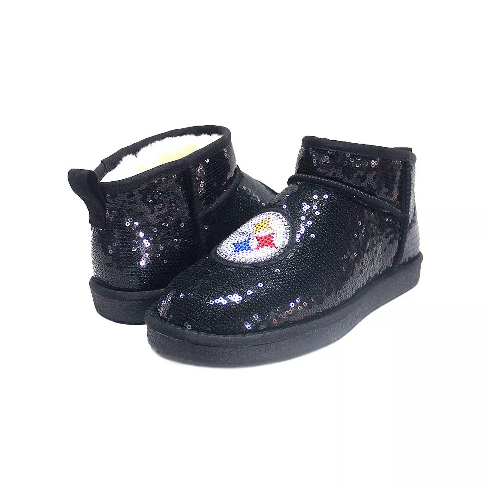 Women's Cuce Black Pittsburgh Steelers Sequin Ankle Boots,  Product Image