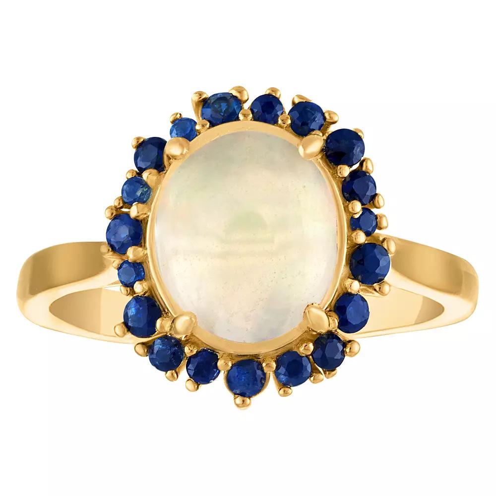 Tiara 14k Gold Over Sterling Silver Opal & Sapphire Ring, Women's, Size: 10, Gold Tone Product Image