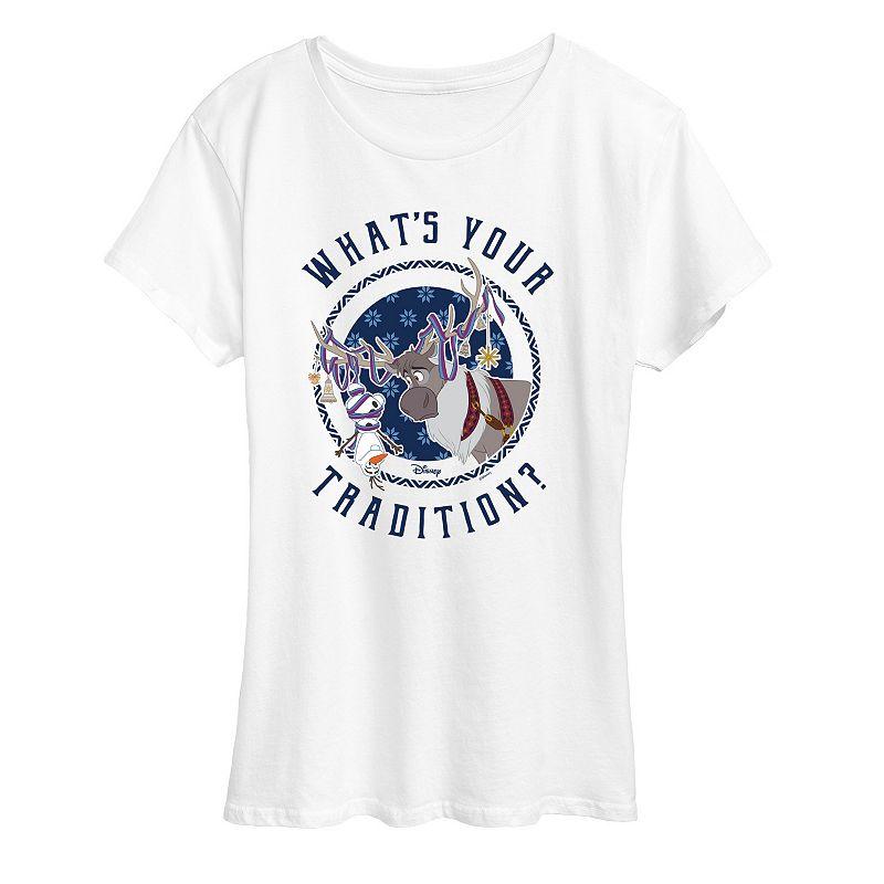 Disneys Frozen 2 Womens Tradition Graphic Tee, Girls Blue Product Image