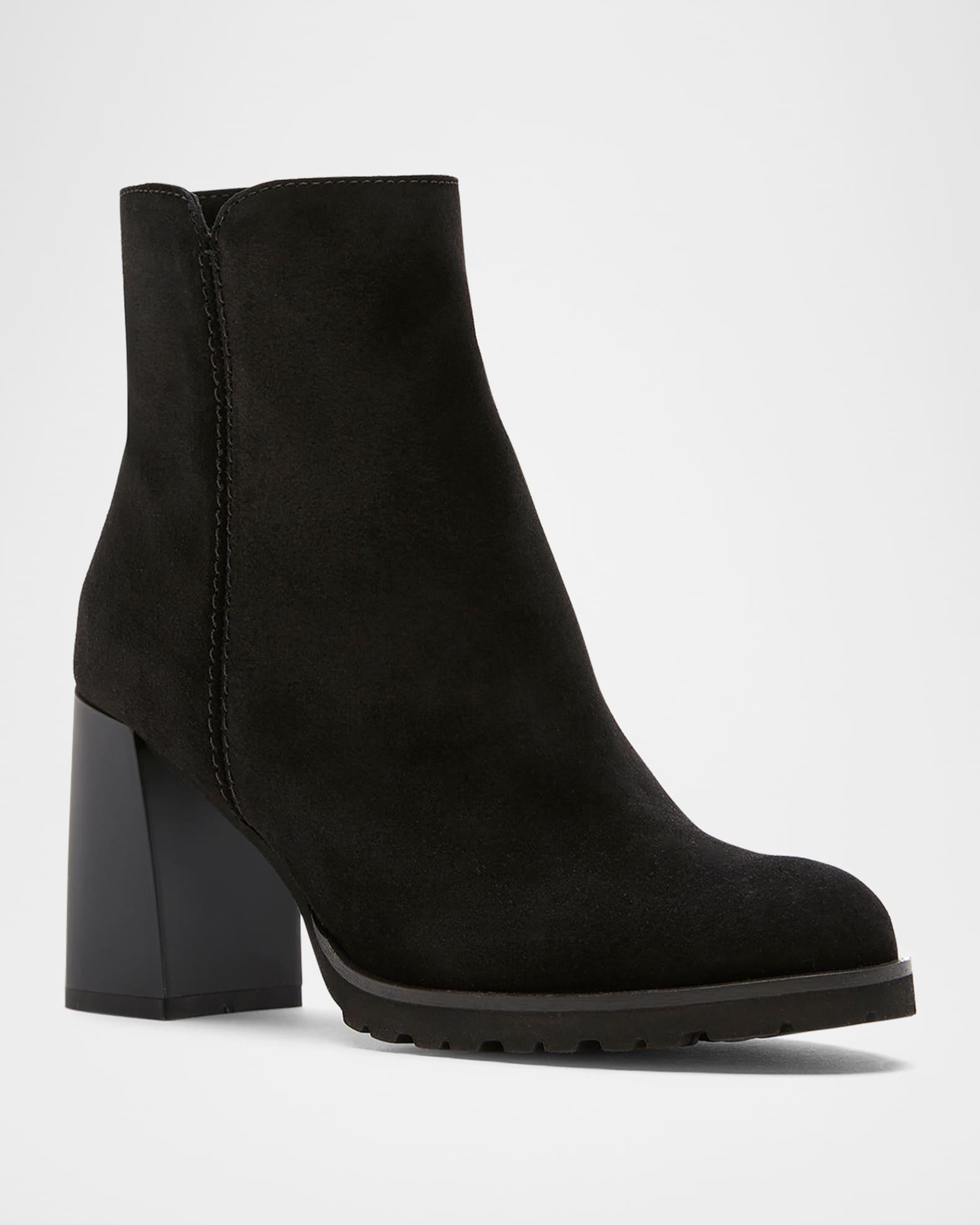 Maggie Suede Block Heel Ankle Booties Product Image