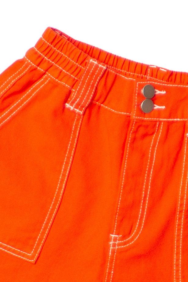 Orange Contrast Seam Carpenter Shorts Product Image