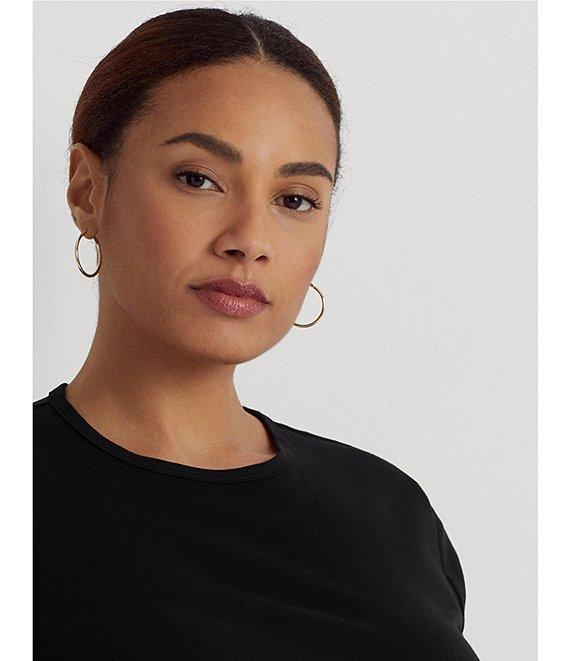 Lauren Ralph Lauren Plus Size Crew Neck Short Sleeve Stretch Cotton T-Shirt Product Image