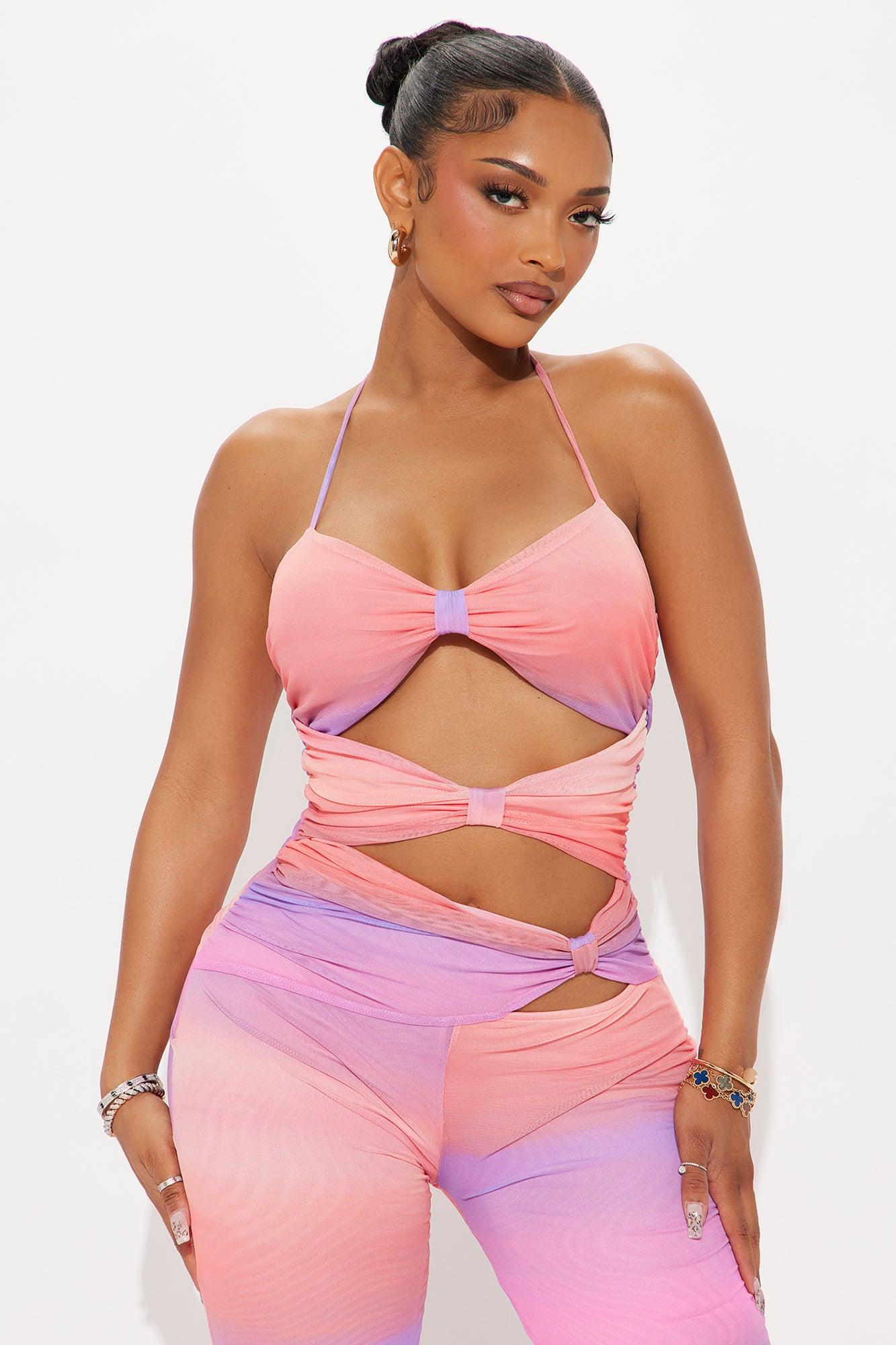 Make You Feel Butterflies Mesh Jumpsuit - Pink/combo Product Image