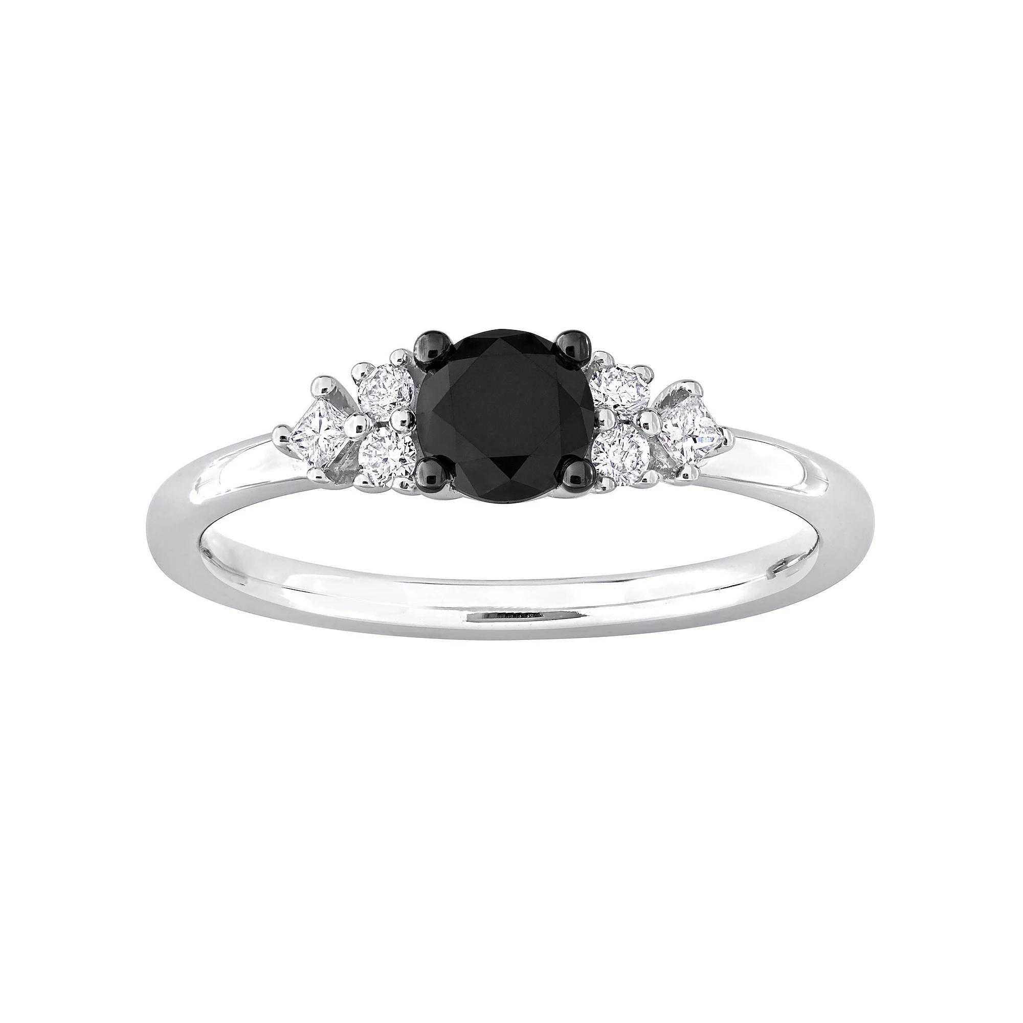 Stella Grace 14k White Gold 5/8 Carat T.W. Black & White Diamond Engagement Ring, Women's,  Product Image