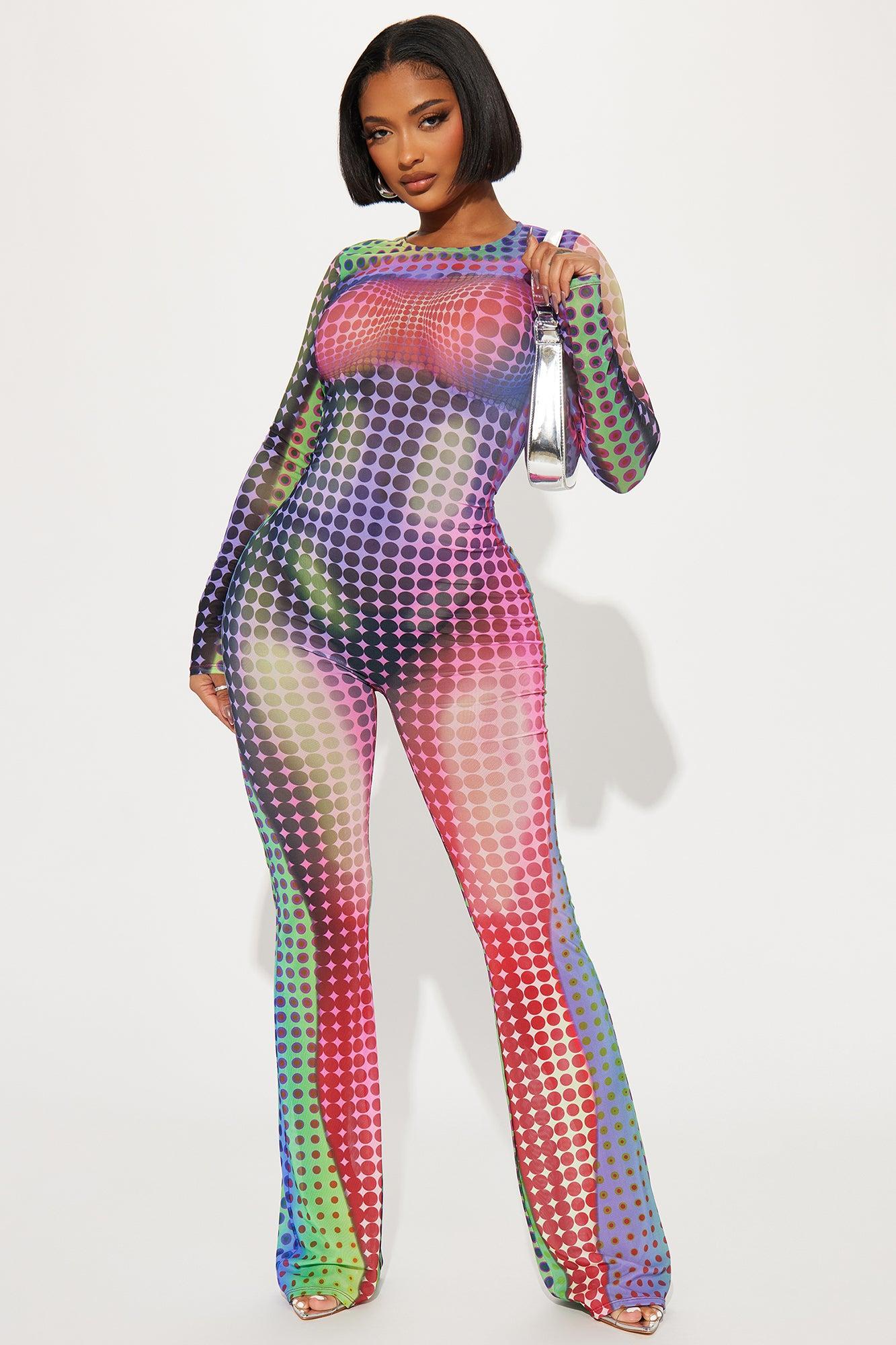 Run It Back Mesh Jumpsuit  - Multi Color Product Image
